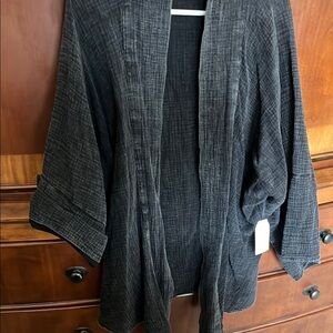 Black Textured Kimono Cardigan